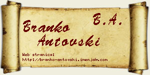 Branko Antovski vizit kartica